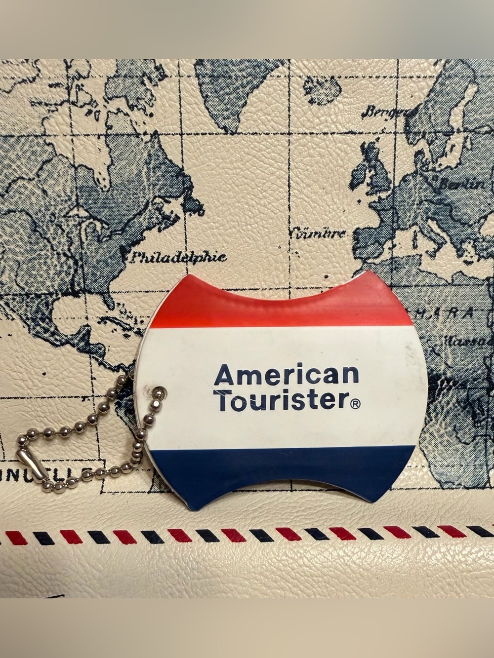 VTG Retro American Tourister Tri-Color Luggage Tag — Red, White & Blue